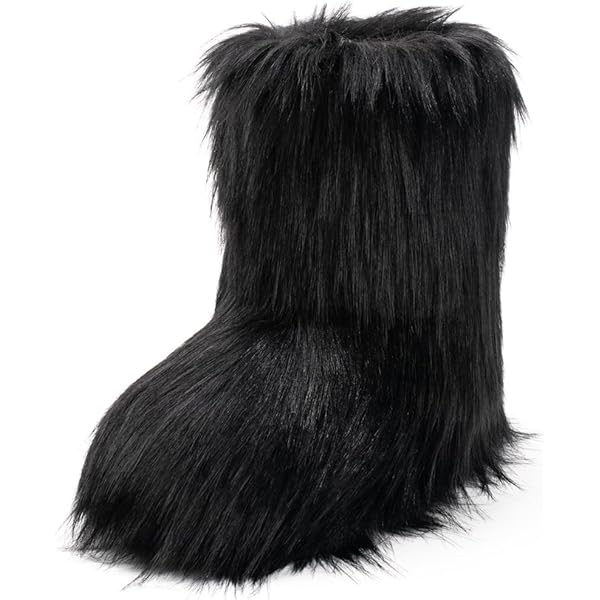 Amazon.com | ipx Furry Faux Fur Boots for Women Fuzzy Fluffy Mid